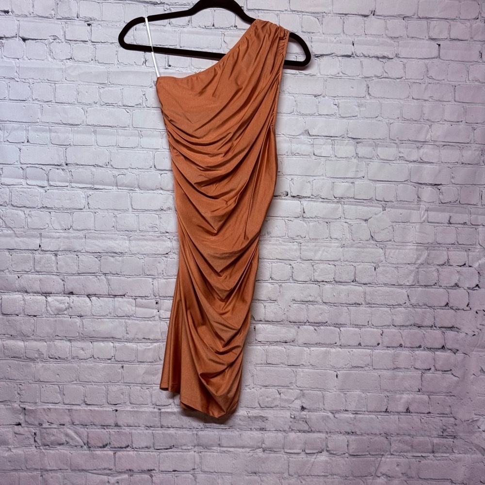 SHEIN One-Shoulder Dress in Light Warm Orange